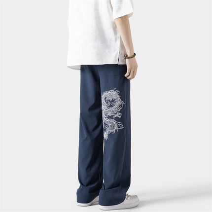 wasuup Chinese Style Ice Silk Micro-La Casual Trousers Men's Summer New Style Thin Guofeng Button Straight Pants for Summer