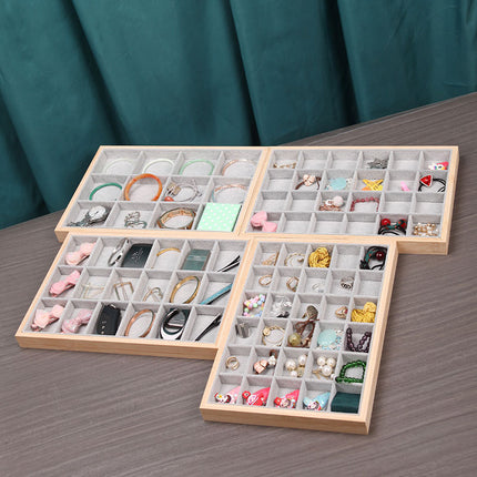 Ice Velvet gray solid wood bamboo wood jewelry plate ring earrings necklace pendant bracelet watch jewelry tray