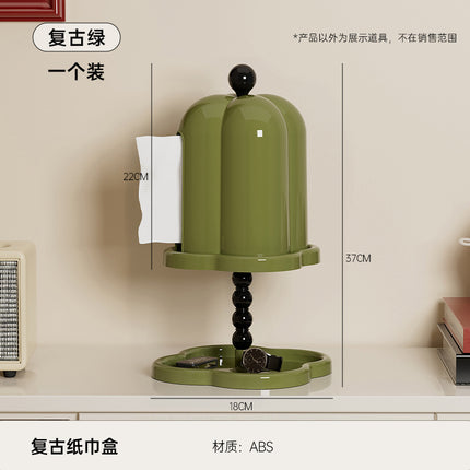 Desktop Tissue Box with High Aesthetic Appeal for Home Use, Stone-Like Bathroom Toilet Paper Holder with Built-In Spring, Large Capacity Tissue Box for Living Room