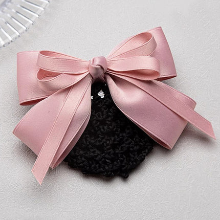 Stewardess Net Pocket Head Flower Professional Hair Net Nurse Female Bank Hotel Hairpin Bow New High-end Sense Hair Accessories