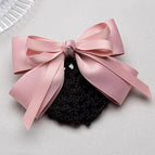 8-character bow hair net [pink coarse mesh]