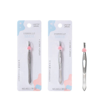 Lamela Stainless Steel Eyebrow Clip Eyebrow Pliers Eyebrow Clip Tweezers Hair Plucking Clip Oblique Mouth Flat Mouth Two Types Wholesale A011