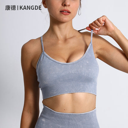 Cross-Border Abdominal Control High Waist Lulu Same Style Yoga Clothes Body Shaping Beautiful Back Nude Yoga Tops Running Bubble Wrap Yoga Clothes