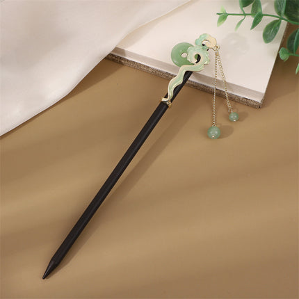 Antique Hairpin Step Tassel Wood Hairpin Imitation Ebony Headwear Disc Hair Simple Accessories Ancient Dress Hairpin Women's Hair