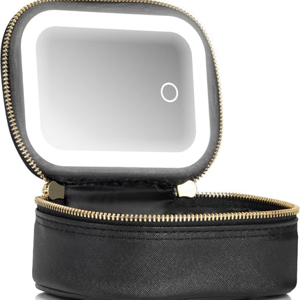 New Cosmetic Bag Led Light Mini with Mirror Rechargeable Portable Travel Cosmetic Storage Bag Small and Exquisite