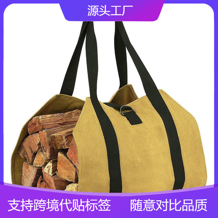 Cross-border direct firewood storage bag firewood camping outdoor logging bag carrying storage bag wooden Oxford cloth bag collection