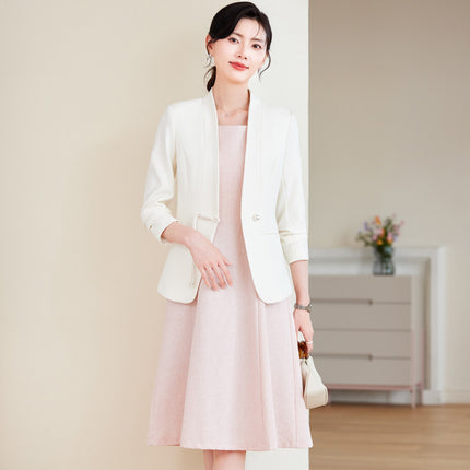 Navy Suit Jacket Women's 2024 Autumn Professional Wear Hotel Front Desk Waiter Formal Suit Overalls