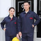 Workwear navy blue lapel small zipper top / Work clothes 160/s