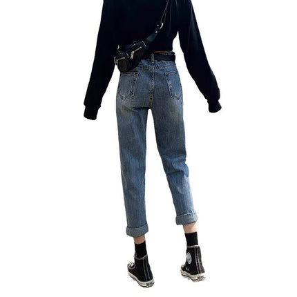 High Waist Harlan Jeans Women's Fashion All-match New Loose Cropped Straight Carrot Pants