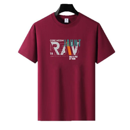 Cotton Short-sleeved T-shirt Men's Loose Round Neck Summer Thin Top Clothes Sports Casual plus size Fatty Base Shirt