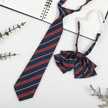 Japanese and Korean striped jk/dk college style men's and women's red cyanotic gray blue shirt accessories tie-free collar suit