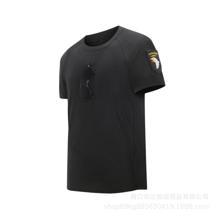 Summer Stretch Short-sleeved T-shirt Men's Loose plus size Tactical Short-sleeved Stretch Quick-drying Military Fan Training Suit T-shirt