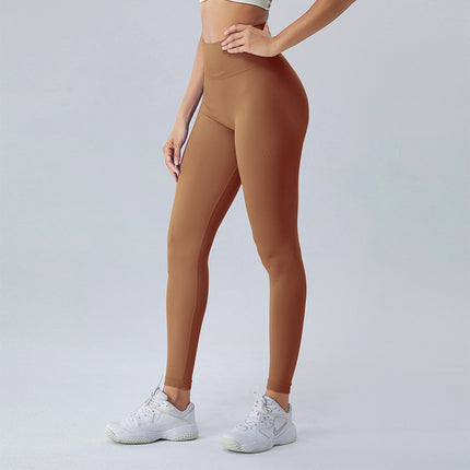 Nude leggings high waist belly contracting hip lifting tight full length fitness sports pants European and American body shaping yoga pants seamless