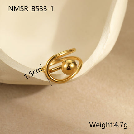 European and American Cross-Border Ins Niche Oval Egg-Shaped Pearl Ring Titanium Steel Ring Design Bow Open Ring