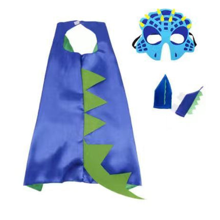 Children's Halloween Carnival Dinosaur Cape Costume Props Funny Green Dinosaur Eye Mask Wrist Cosplay