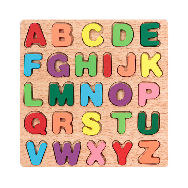Wooden Kidsren's Number Board Letter Board Puzzle Puzzle Geometric Shape Matching Hand-grabbing Panel Early Education Educational Toys