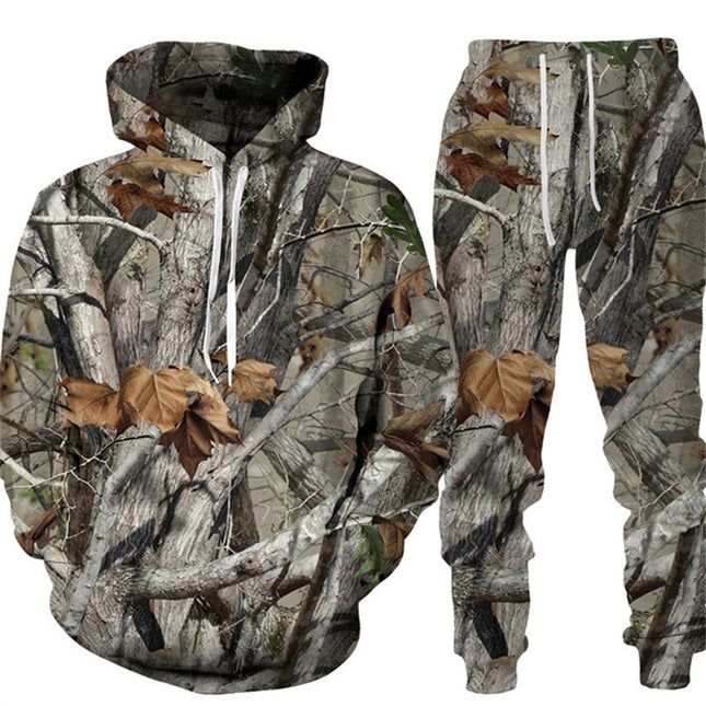 European and American winter cross-border 3D sweater hot fishing camping digital printing men's fashion trend hoodie suit