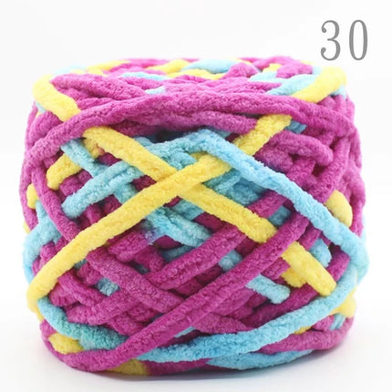 Factory wholesale 100g thick ice strip wool single-strand woven wool ball hook crochet slippers thread self-woven wool ball