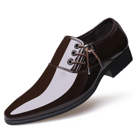 Men's Casual Leather Shoes, Fashionable and Versatile Leather Shoes, Formal Business Men's Shoes, Pointed Toe Bright Leather Office Wedding Men's Shoes