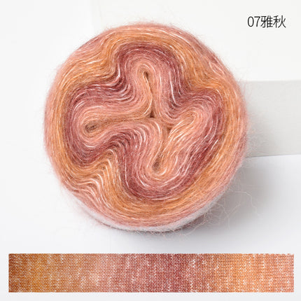 Warm color fancy gradient mohair long segment dyed mohair fine thread crochet sweater silk young mohair wool ball