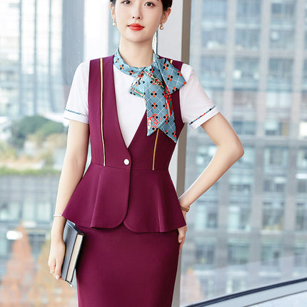 Hotel restaurant bar KTV waiter workwear professional shirt vest suit men's and women's front office reception work clothes