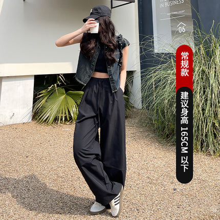 Wide-Leg Pants for Women Summer 2025 New Petite Straight Pants Loose High-Waisted Drape Floor-Length American-Style Cargo Pants