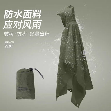 Outdoor Three-In-One Cloak Raincoat Poncho Hiking Mountaineering Adult Cycling Mat Waterproof Rainproof Portable Rainproof