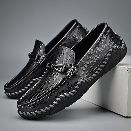 Cross-Border Hot-Selling Spring and Summer New Products Hand-Stitched Casual Men's Shoes Fashionable Soft Sole Versatile Breathable Genuine Leather Beanie Shoes