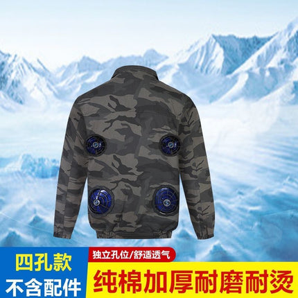 Summer Pure Cotton Anti-Scald Welding Worker Air-Conditioning Suit, Heat-Resistant Cooling Fan Clothing, Construction Site Labor Protection Workwear