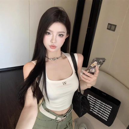 Summer Sweet and Sexy Beautiful Back Camisole Women's Design Niche Slim Fit Short Sleeveless Top