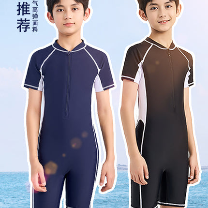 Children's Swimwear for Boys, One-Piece 2026 New Model, Professional Sun Protection Training Swimsuit for Older Kids, Custom-Made Boys' Swimwear for Hot Springs