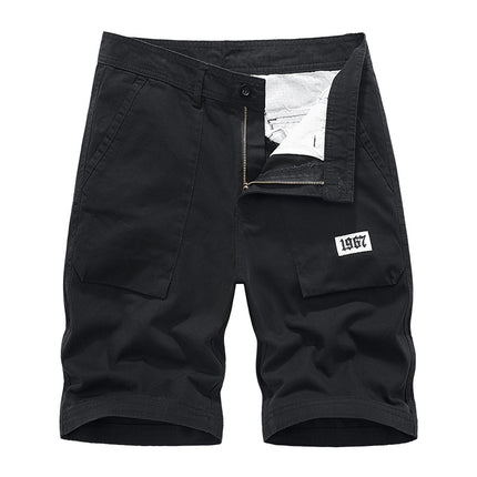 Casual Shorts Men's Summer Japanese Tooling Fashion All-match Solid Color Straight Men's Five-point Pants Washed Tooling Pants Men's