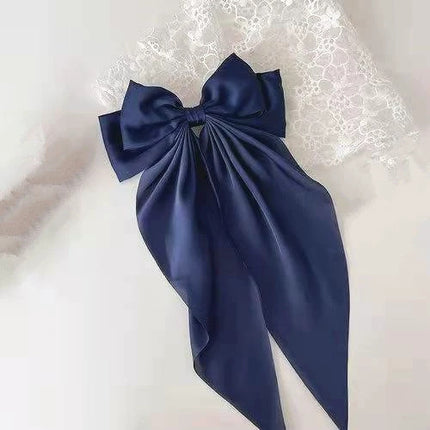 Yang Zi's Same Style Large Retro Ribbon Bow Hairpin for the Back of the Head, Super Fairy Elegant Hairpin Spring Clip Hair Accessory