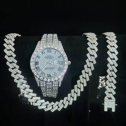 Tiktok Hot-Selling Fashion Casual Men's Watch Full Diamond Watch Men's Factory Price Direct Sale Complete Colors