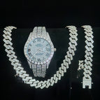 Silver diamond face (watch + bracelet + necklace)