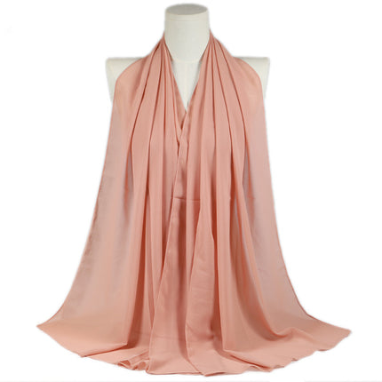 Solid Color Single Color Pearl Chiffon Scarf Malaysia Hot Selling Long Scarf Scarf Shawl Export Malaysia