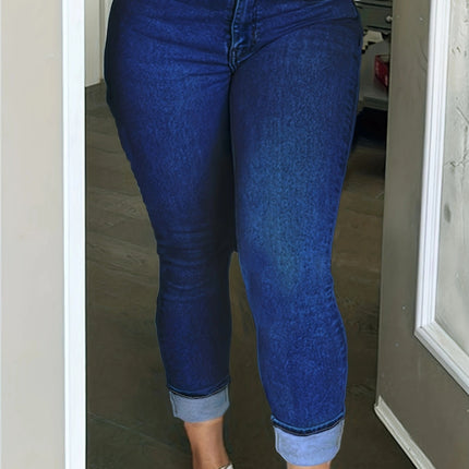 Guangzhou Supply Chain Tiktok Pop In-Stock Dark Wash Jeans for Women, High Elasticity Zipper White Skinny Pants