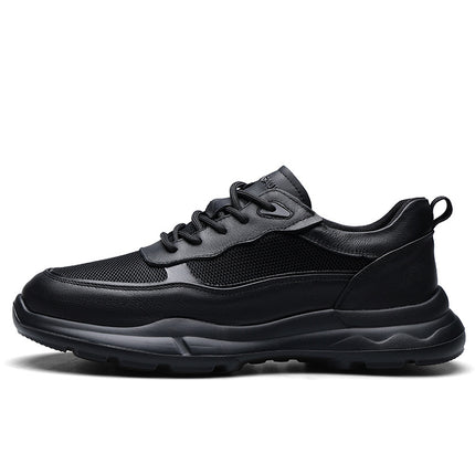 Factory direct supply net shoes men's autumn hollow breathable deodorant running tide shoes men's cowhide stitching light leisure transport