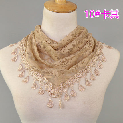 Hot Selling Lace Triangle Scarf Cut Out Korean Triangle Scarf Women's Export Hot Selling Summer Sun Protection Decorative Veil