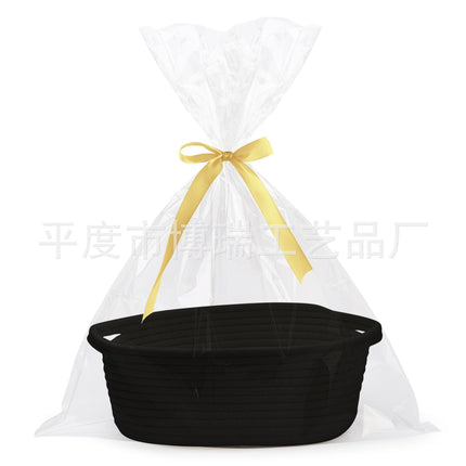 Modern Simple Style Storage Basket Cotton Rope Woven Snack Clothing Portable Storage Basket Oval Storage Basket Gift Basket