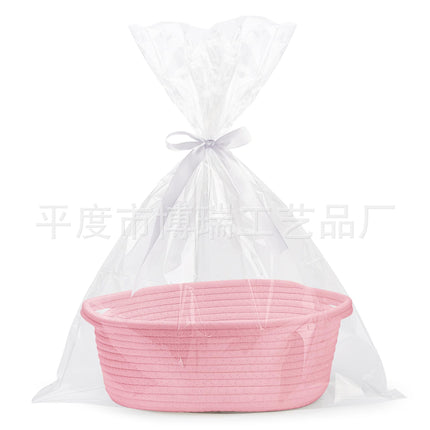 Modern Simple Style Storage Basket Cotton Rope Woven Snack Clothing Portable Storage Basket Oval Storage Basket Gift Basket