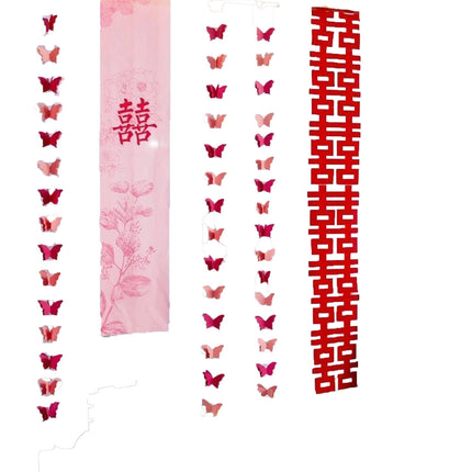 Wedding room layout suit wedding wedding curtain long pull flower bedroom living room photo props butterfly decoration