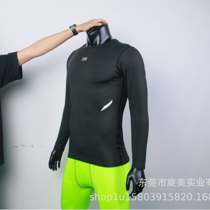 Cross-border size in stock fitness outdoor sports high elastic quick-dry riding training thin tight silk screen LOGO long sleeve