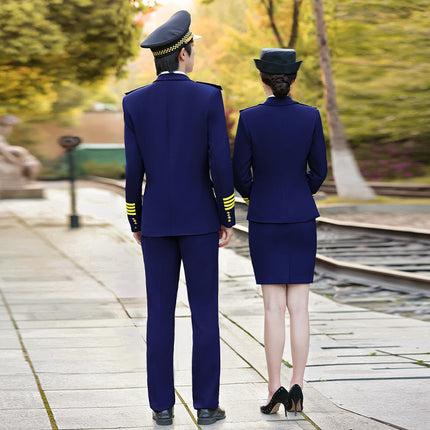 Long-Sleeved Suit High-Speed Rail Attendant Uniform Aviation College Uniform Men's and Women's Hotel Property Security Work Clothes
