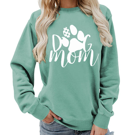 Amazon Source Dog Mom Printed Round Neck Women's Jacket Sweatshirt Autumn and Winter Jacket Casual Loose