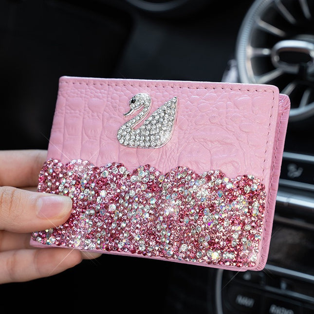 Car driving license bag women's handmade diamond-embedded fashion light Luxury Card Holder portable driving license driving license cover