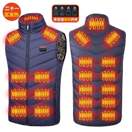 Winter New Cross-Border Heated Vest with Stand Collar, Heated Men's Vest, USB Smart Electric Heating Vest for Men