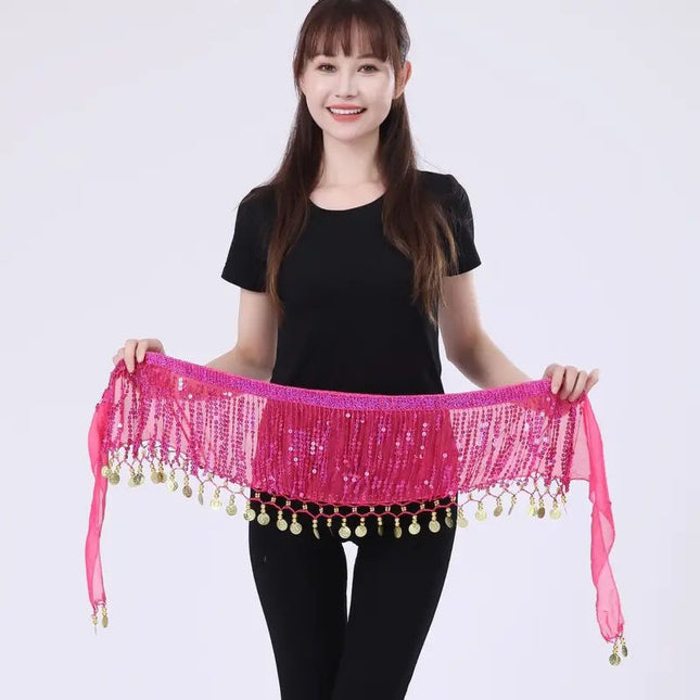 HALLOWEEN Hip for Belly Dance Indian Dance Performance Waist Chain with Belt Skirt Waist Towel Sequins Tassel