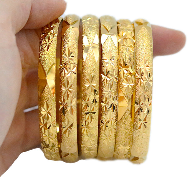 Wholesale cross-border Xiyin TEMU men's and women's 8mm Vietnam sand gold buckle open car flower bracelet vacuum plating color retention
