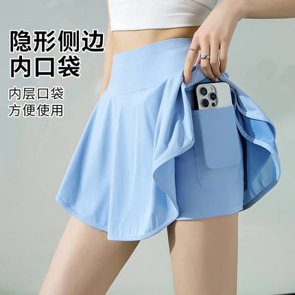 2025 new sports style overskirt summer skirt quick-drying fake two-piece anti-light tennis badminton skirt outdoor